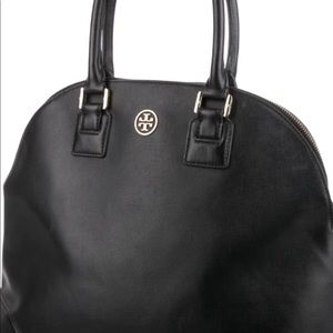 Tory Burch black Saffiano Dome tote style handbag
